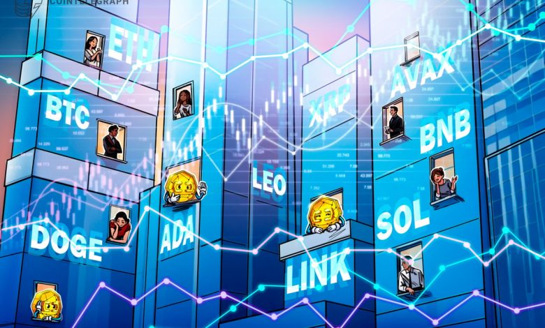 BTC, ETH, XRP, BNB, SOL, DOGE, ADA, LEO, LINK, AVAX